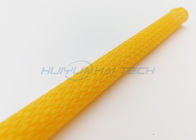Κίτρινο πλεγμένο η PET Sleeving, περικάλυμμα απόδειξης φλογών γύρω από πλεγμένο Sleeving