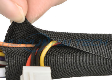 Μαύρο μόνο τύλιγμα διασπασμένο πλεγμένο Sleeving της PET για το διοικητικό λουρί καλωδίων