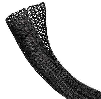 Μαύρο περικάλυμμα PET Sleeving πλεγμένων καλωδίων PA6 PA66 ΜΑΔ μόνο κλείνοντας
